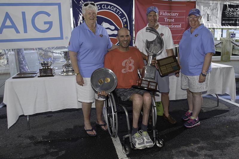 2017 Clagett trophy and 2.4mR class winner Paul Tingley. L-R Judy McLennan, Paul Tingley, Bill Leffingwell, Stephanie McLennan photo copyright Ro Fernandez taken at Sail Newport and featuring the 2.4m class