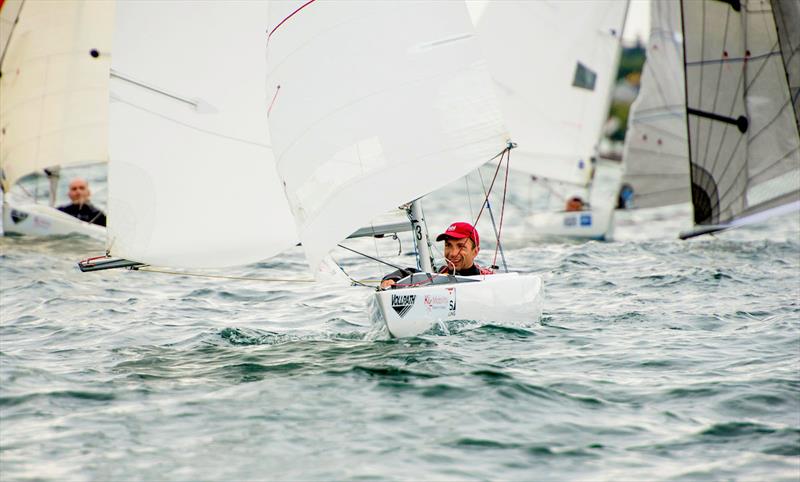 Matt Bugg is pursuit of a Finnish sailor in the 2.4mR class - 2018 Para World Sailing Championships photo copyright Cate Brown taken at Sheboygan Yacht Club and featuring the 2.4m class