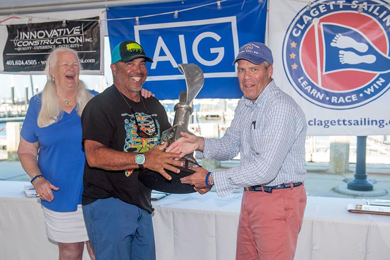 C. Thomas Clagett, Jr. Memorial Trophy winner Julio Reguero with Judy McLennan and Bill Leffingwell from Fiduciary Trust International  - 20th Anniversary C. Thomas Clagett, Jr. Memorial Clinic and Regatta photo copyright Clagett Sailing- Andes Visual taken at  and featuring the 2.4m class
