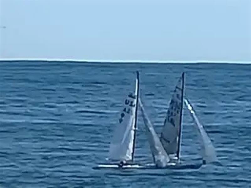Overlapped at the finish photo copyright Michelle Seepe taken at Sandy Bay Yacht Club and featuring the 2.4m class