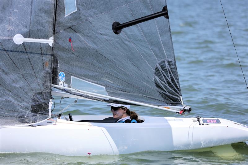 2.4mrR GBR 173 Megan Pascoe's Little Miss Esme on Sunday at the International Paint Poole Regatta 2026 photo copyright Mark Jardine taken at Parkstone Yacht Club and featuring the 2.4m class
