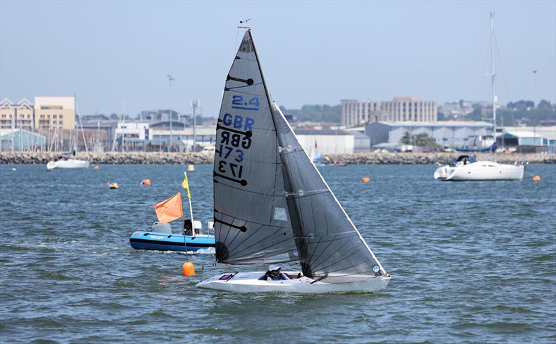 2.4mrR GBR 173 Megan Pascoe's Little Miss Esme on Sunday at the International Paint Poole Regatta 2026 photo copyright Mark Jardine taken at Parkstone Yacht Club and featuring the 2.4m class