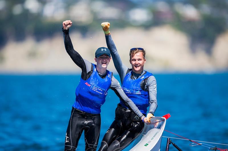 Gold for Crispin Beaumont and Tom Darling (GBR) at the Aon Youth Worlds in Auckland - photo © Pedro Martinez / Sailing Energy / World Sailing