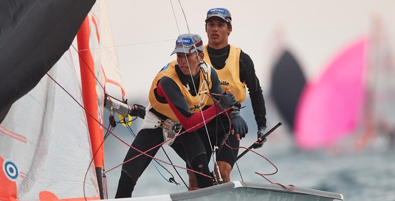 Italians Federico Zampiccoli and Leonardo Chiste lead the Zhik 29er Europeans at Quiberon, France photo copyright Robert Hajduk / www.shuttersail.com taken at CDV Morbihan 56 and featuring the 29er class