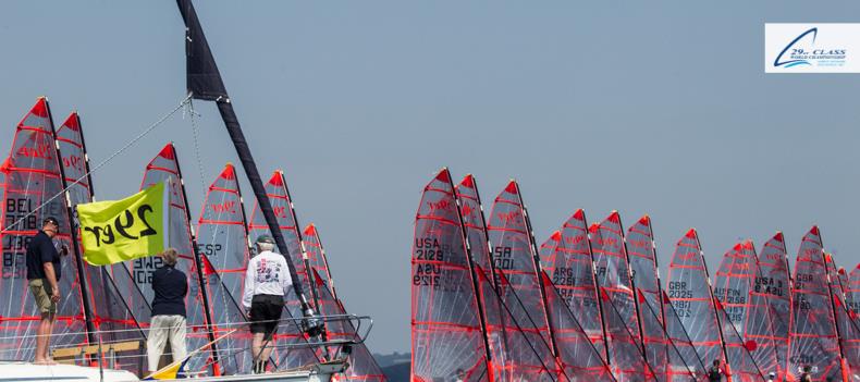 Gold fleet start on day 6 of the 29er World Championships photo copyright Robert Hajduk / www.shuttersail.com taken at  and featuring the 29er class