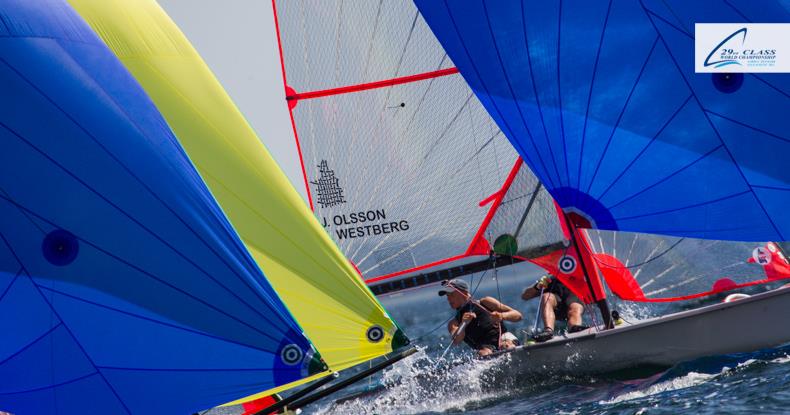 Close racing on day 6 of the 29er World Championships photo copyright Robert Hajduk / www.shuttersail.com taken at  and featuring the 29er class