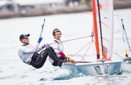 Seb Lardies and Scott Mackenzie (NZL) won two their three races in the 29er on the penultimate day of the Youth Worlds photo copyright Jesus Renedo / Sailing Energy / World Sailing taken at  and featuring the 29er class