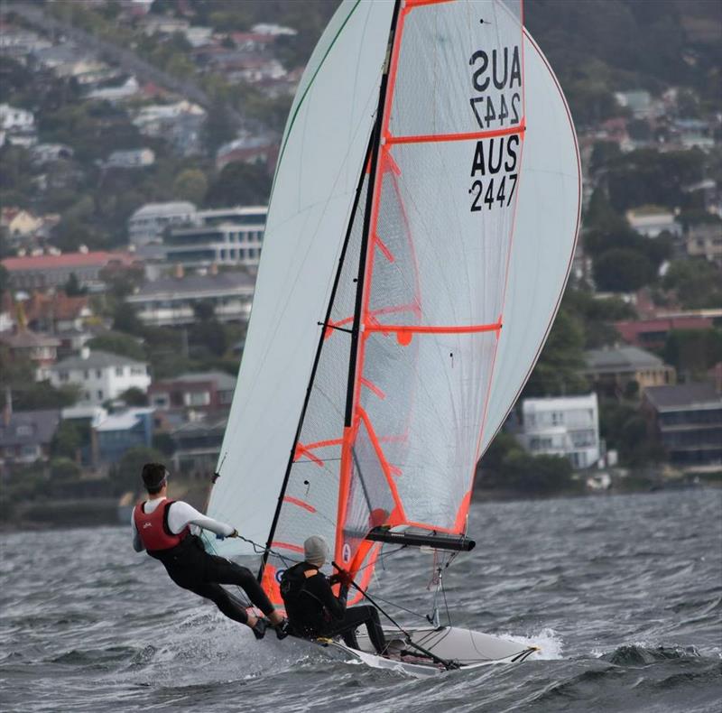 Westwind ( William Wallis and Fynn Sprott) won the 29ers - 2018 Crown Series Bellerive Regatta photo copyright Jane Austin taken at Bellerive Yacht Club and featuring the 29er class