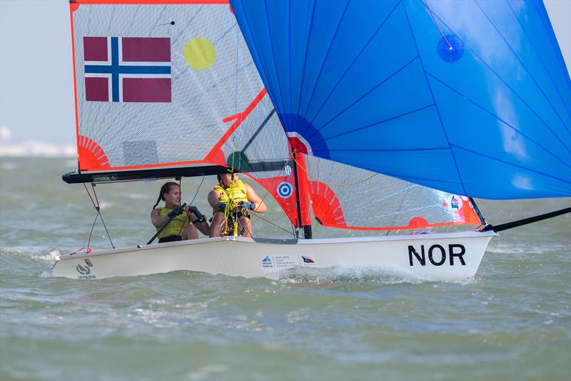 Norwegian Womens 29er - Day 3 of the Youth Sailing World Championships in Corpus Christi, Texas photo copyright Jen Edney / World Sailing taken at  and featuring the 29er class