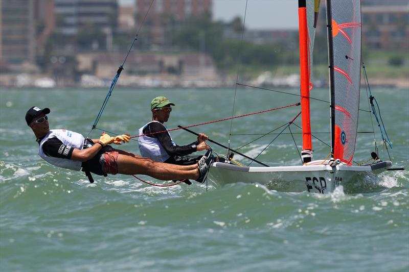 Spain Mens 29er - Day 3 of the Youth Sailing World Championships in Corpus Christi, Texas photo copyright Jen Edney / World Sailing taken at  and featuring the 29er class