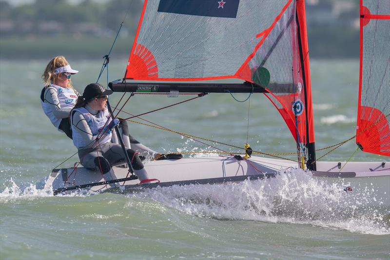 Sofia Fyfe/Alice Haslett - NZL Womens 29er - Day 4 - Youth Sailing World Championships - Corpus Christi, Texas, USA  photo copyright Jen Edney / World Sailing taken at Corpus Christi Yacht Club and featuring the 29er class