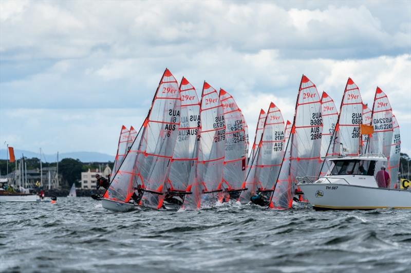 29er fleet - 2018 Sail Melbourne International, Day 4 photo copyright Beau Outteridge taken at Royal Brighton Yacht Club and featuring the 29er class