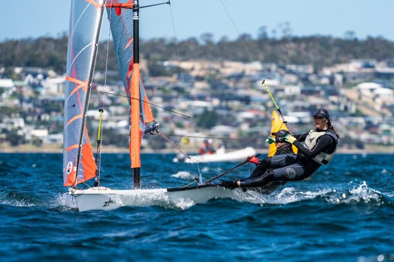 Leading girl crew in the 29ers, Alice Buchanan and Dervla Duggan - Day 3, Australian Sailing Youth Championships 2019 - photo © Beau Outteridge