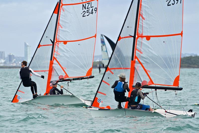  Matthias Coutts follows Eli Liefting on abrave port tack start - Day 2 - Oceanbridge NZL Sailing Regatta - February 2, 2019 - photo © Richard Gladwell