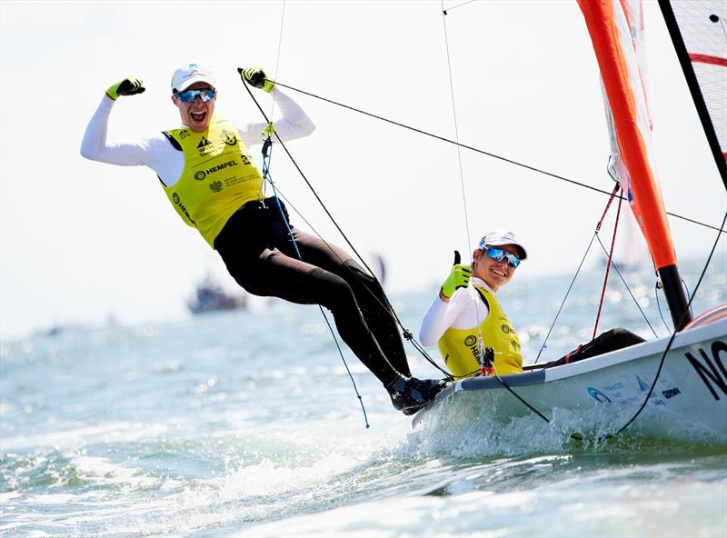 Mathias Berthet and Alexander Franks-Penty (NOR) - Racing Day 5 - Hempel Youth Sailing World Championships photo copyright Jacek Kwiatkowski / World Sailing taken at  and featuring the 29er class