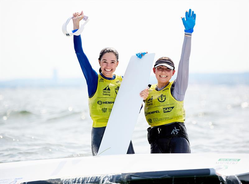 Berta Puig and Isabella Casaretto (USA) - Hempel Youth Sailing World Championships Day 5 photo copyright Jacek Kwiatkowski / World Sailing taken at  and featuring the 29er class