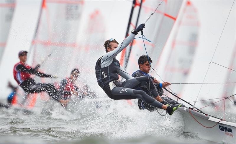 Kiwi 29er crews in action at the Worlds in Gdynia - July 2019 - photo © Robert Hajduk / www.shuttersail.com