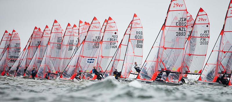 Zhik 29er Worlds fleet start photo copyright Robert Hajduk - ShutterSail.com taken at  and featuring the 29er class