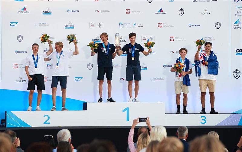 Cropley-Paul (right) - 3rd at the Hempel Youth Sailing World Championships - photo © Jacek Kwiatkowski / World Sailing