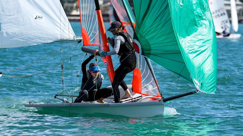 Gybing - 29er - Oceanbridge NZL Sailing Regatta - Wakatere BC April 11, 2021 photo copyright Richard Gladwell / Sail-World.com / nz taken at Wakatere Boating Club and featuring the 29er class