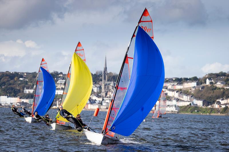 Investwise Irish Sailing Youth Nationals on Cork Harbour day 2 photo copyright David Branigan / Oceansport taken at Royal Cork Yacht Club and featuring the 29er class