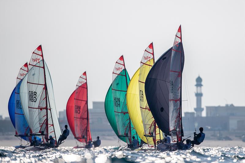29er fleet on day 1 of the Youth Sailing World Championships presented by Hempel - photo © Sander van der Borch / Oman Sail