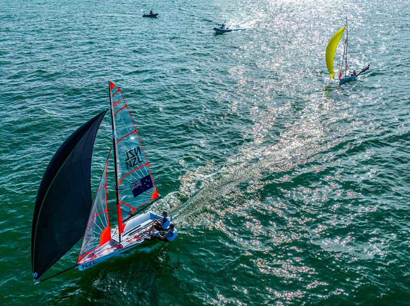 George Lee Rush / Seb Menzies (NZL) - (29er) - Allianz Youth World Sailing Championships - Day 2 - The Hague - July 2022 photo copyright Sailing Energy / World Sailing taken at Jachtclub Scheveningen and featuring the 29er class