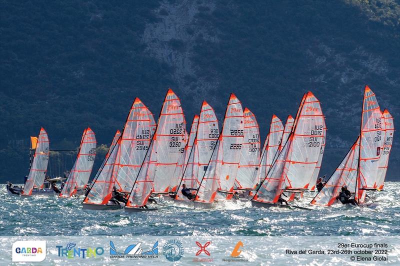 29er Eurocup at Lake Garda Day 3 photo copyright Elena Giolai taken at Fraglia Vela Riva and featuring the 29er class