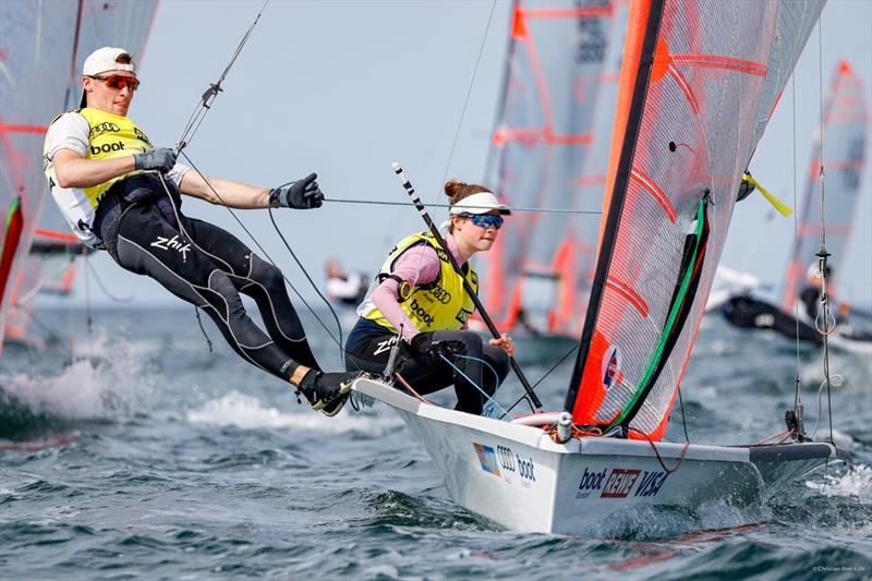 Still leading the 29er Eurocup series regatta at Kiel Week are Irish siblings Clementine and Nathan van Steenberge photo copyright Kiel Week / ChristianBeeck.de taken at Kieler Yacht Club and featuring the 29er class