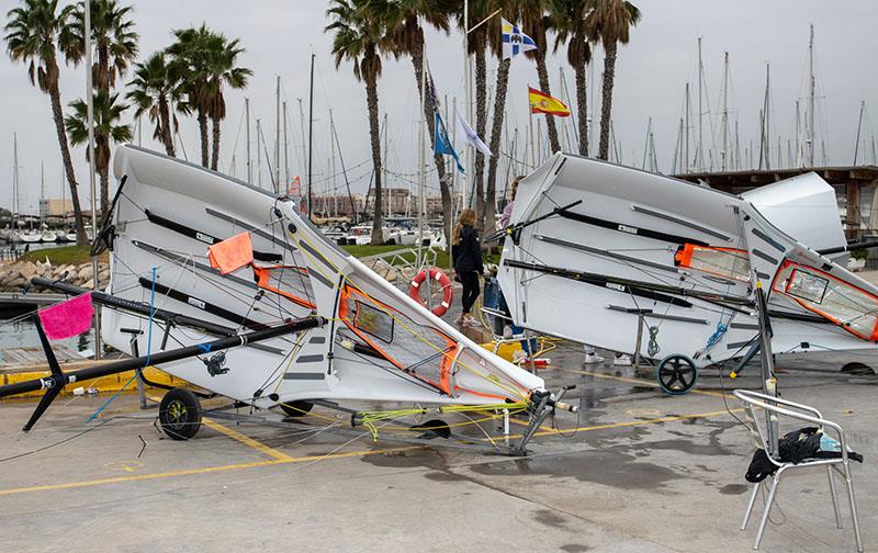 The 29er fleet finalizing preparations at the RCNV Regatta Base photo copyright Pep Portas | RCNV taken at  and featuring the 29er class