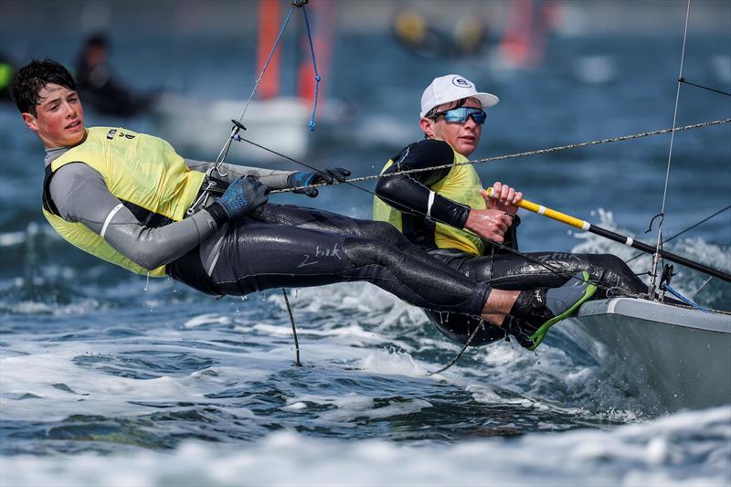 British Youth Sailing Team 2024: Finian Morris and Charlie Gran, 29er - photo © Paul Wyeth / RYA