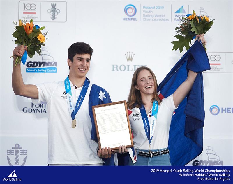 Presentation to Bec at the Youth Sailing Worlds - photo © Rebecca Hancock