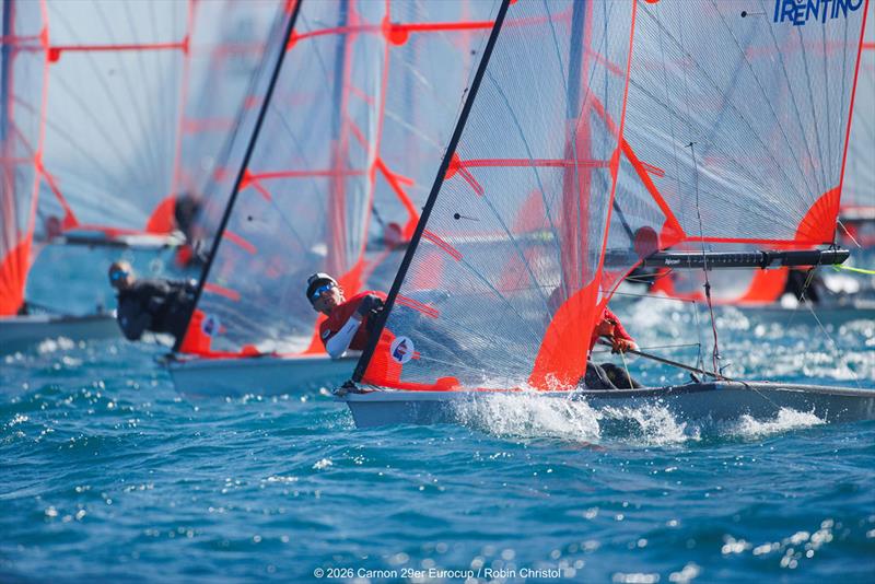 2026 29er EuroCup 4 - Carnon - Day 2 photo copyright Robin Christol taken at Yacht Club de Mauguio Carnon and featuring the 29er class