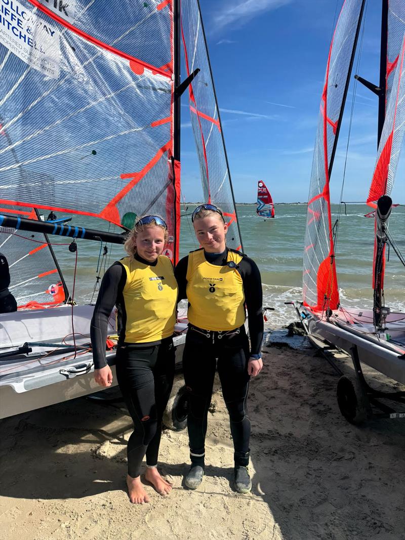 Freya Hutchinson and Joanna Macalister in the 29ers at the 2026 RYA Youth Nationals - photo © Rebecca Hutchinson