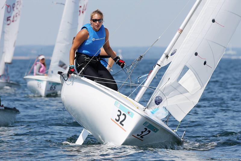 Clara Addari/Arianna Perini (ITA-55101) on day 5 of the 420 World Championships at Travemuende photo copyright Christian Beeck taken at Lübecker Yacht Club and featuring the 420 class