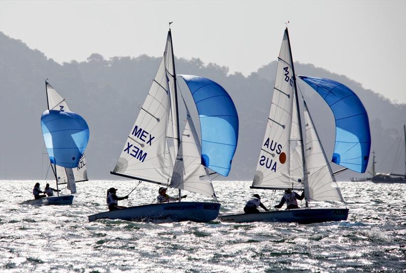 MEX & AUS 420 girls on day 2 of the Youth Worlds in Langkawi photo copyright Christophe Launay taken at  and featuring the 420 class