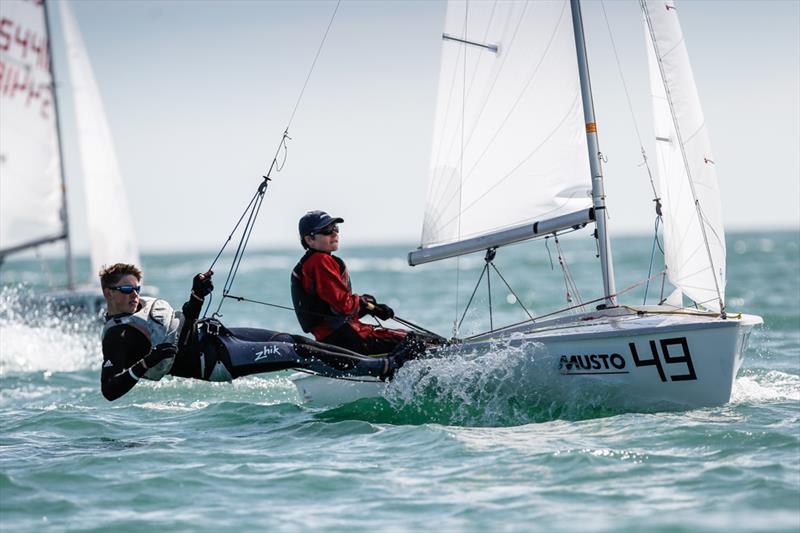 Alex Smallwood and Ross Thompson on day 2 of the RYA Youth Nationals photo copyright Paul Wyeth / RYA taken at Hayling Island Sailing Club and featuring the 420 class