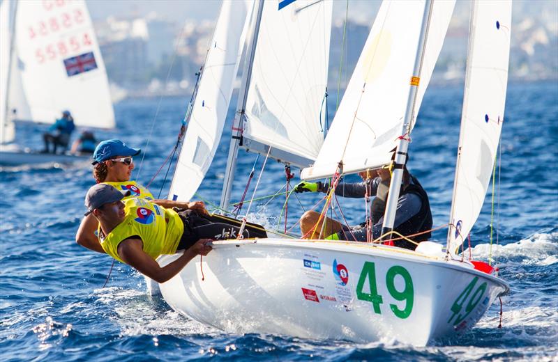 Demetrio SPOSATO and Gabriele CENTRONE (ITA) on day 5 of the 420 Open European Championships in Athens photo copyright Nikos Alevromytis / AleN taken at Nautical Club of Tzitzifies Kallithea and featuring the 420 class