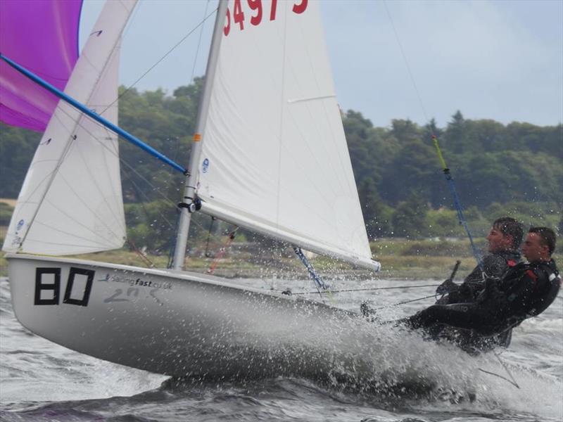 Daniel Thompson and Dan Quaid from Wexford having fun during the Sailingfast 420 National Championship at Helensburgh photo copyright Mike Cattermole taken at Helensburgh Sailing Club and featuring the 420 class