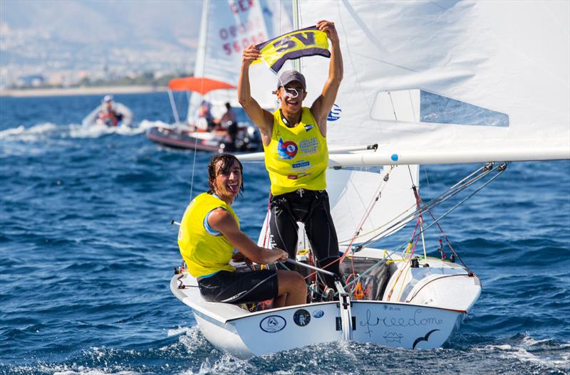 Demetrio SPOSATO/Gabriele CENTRONE (ITA) win gold in U17 at the 420 Europeans photo copyright Nikos Alevromytis / AleN taken at Nautical Club of Tzitzifies Kallithea and featuring the 420 class