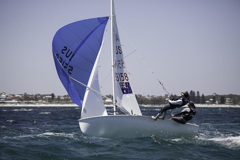 Victorians Laura Harding and Ella Grimshaw – first female crew and second outright at the 420 Australian Nationals at Fremantle photo copyright Bernie Kaaks taken at Fremantle Sailing Club and featuring the 420 class