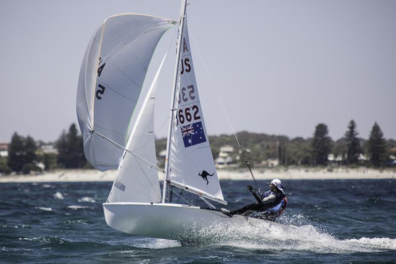 West Australians Oliver Medd and Florian Mitteregger on day 3 of the 420 Australian Nationals at Fremantle photo copyright Bernie Kaaks taken at Fremantle Sailing Club and featuring the 420 class