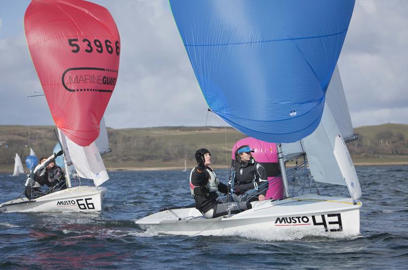 Harper and Thompson on day 4 at the 2017 Youth Nationals photo copyright Marc Turner / RYA taken at Largs Sailing Club and featuring the 420 class