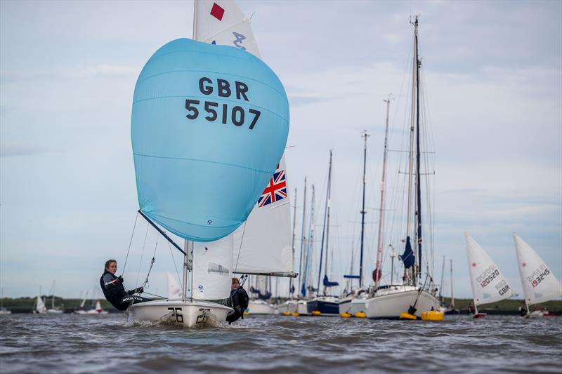 Downs SC's Abbey Mumford and Evie Herrington among the moorings during the KSSA Mid-Summer Regatta at Medway - photo © Jon Bentman