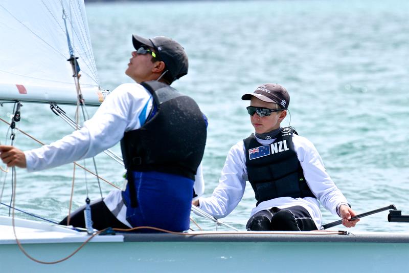 Oceanbridge NZL Sailing Regatta, Day 3, February 5, 2018, Murrays Bay SC photo copyright Richard Gladwell taken at Murrays Bay Sailing Club and featuring the 420 class