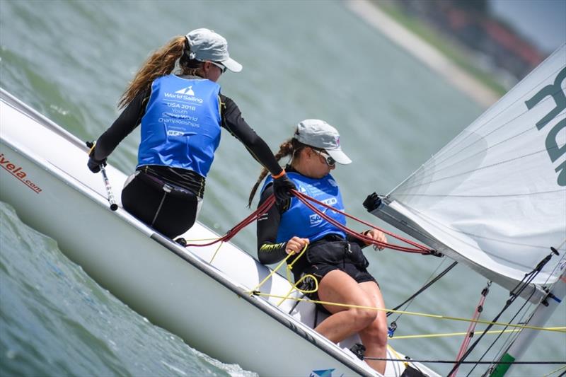 Vita Heathcote and Milly Boyle - Youth Sailing World Championships day 3 photo copyright James Tomlinson / World Sailing taken at Corpus Christi Yacht Club and featuring the 420 class