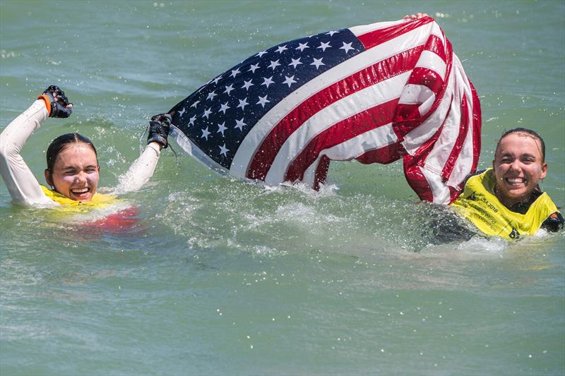 Carmen and Emma Cowles of the U.S.A successfully defended the gold medal they won last year in the Girls' 420 Class - Youth Sailing World Championships - photo © Jen Edney / World Sailing