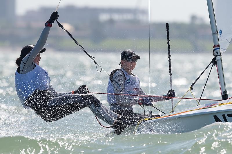 Cara Higinbottom and Alice Floyd (NZL) - 420 - Youth Sailing World Championships, Corpus Christi, Texas, USA. July 14-21, 2018 photo copyright Jen Edney / World Sailing taken at  and featuring the 420 class