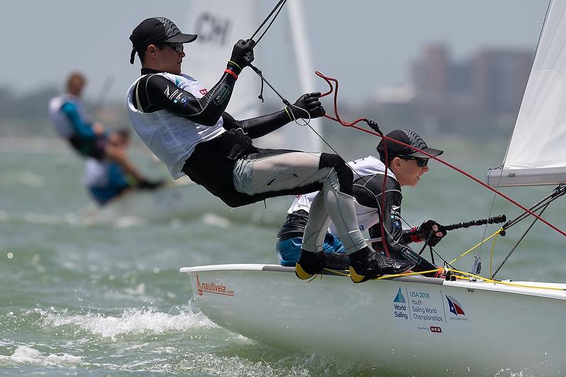 Blake McGlashan, Seb Menzies (NZL) 420 - Youth Sailing World Championships, Corpus Christi, Texas, USA. July 14-21, 2018 photo copyright Jen Edney / World Sailing taken at  and featuring the 420 class