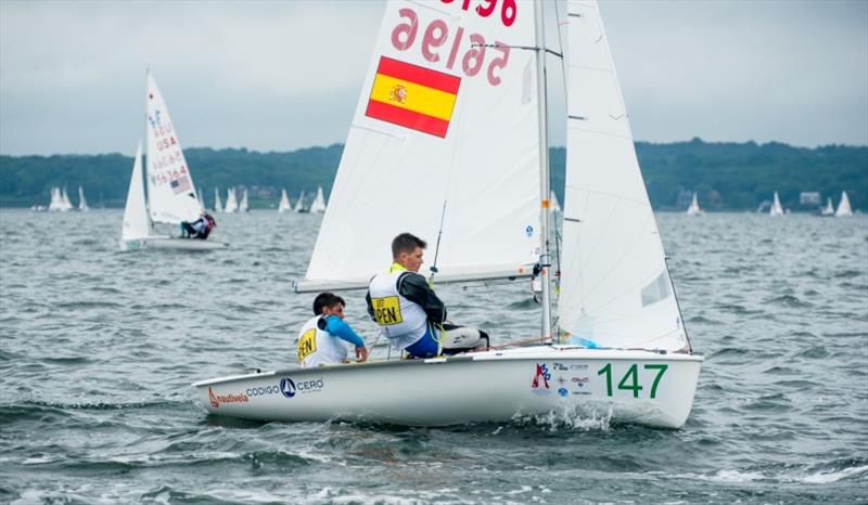 Jacobo Garcia and Antoni Ripoll (ESP) lead 420 U17 - photo © Cate Brown / 420 Class